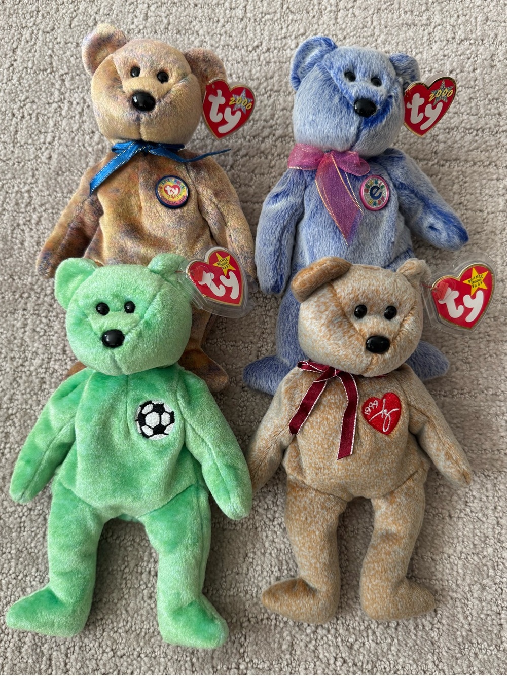 Vintage TY Beanie Babies Bundle 1998-2000 Kicks Periwinkle Clubby III Bears